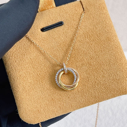 [Amore Jewelry]TRINITY NECKLACE SILVER GOLD PINK GOLD DIAMONDS