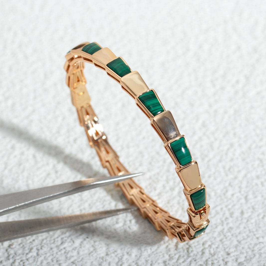 [Amore Jewelry]SERPENTI BRACELET PINK GOLD MALACHITE