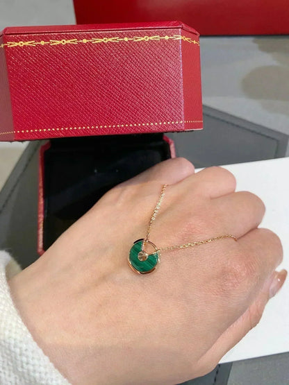 [Amore Jewelry]AMULETTE ROSE GOLD MALACHITE NECKLACE