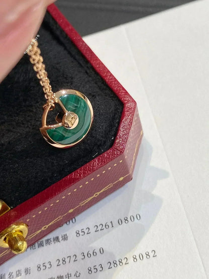 [Amore Jewelry]AMULETTE ROSE GOLD MALACHITE NECKLACE