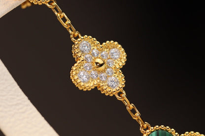 [Amore Jewelry]CLOVER EARRINGS GOLD MALACHITE DIAMOND 3 MOTIF