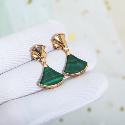 [Amore Jewelry]DREAM MALACHITE PINK GOLD EARRINGS