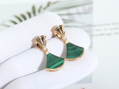 [Amore Jewelry]DREAM MALACHITE PINK GOLD EARRINGS
