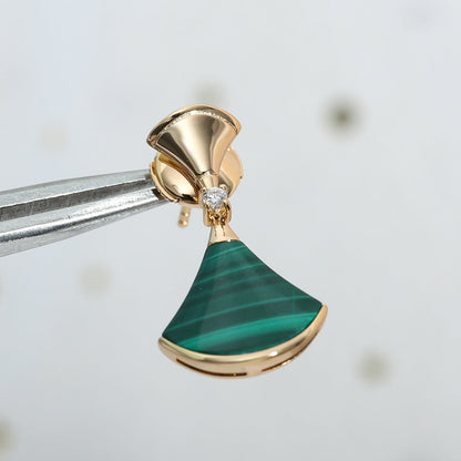 [Amore Jewelry]DREAM MALACHITE PINK GOLD EARRINGS