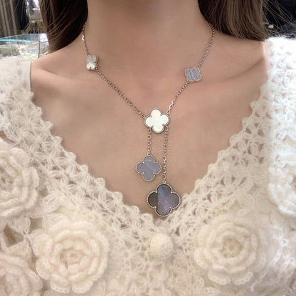 [Amore Jewelry]CLOVER MOP CHALCEDONY NECKLACE SILVER 6 MOTIF