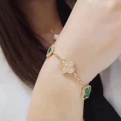 [Amore Jewelry]CLOVER  5 MOTIF MALACHITE DIAMOND BRACELET