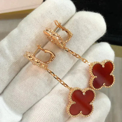[Amore Jewelry]CLOVER 2 MOTIF  LASER CARNELIAN EARRINGS