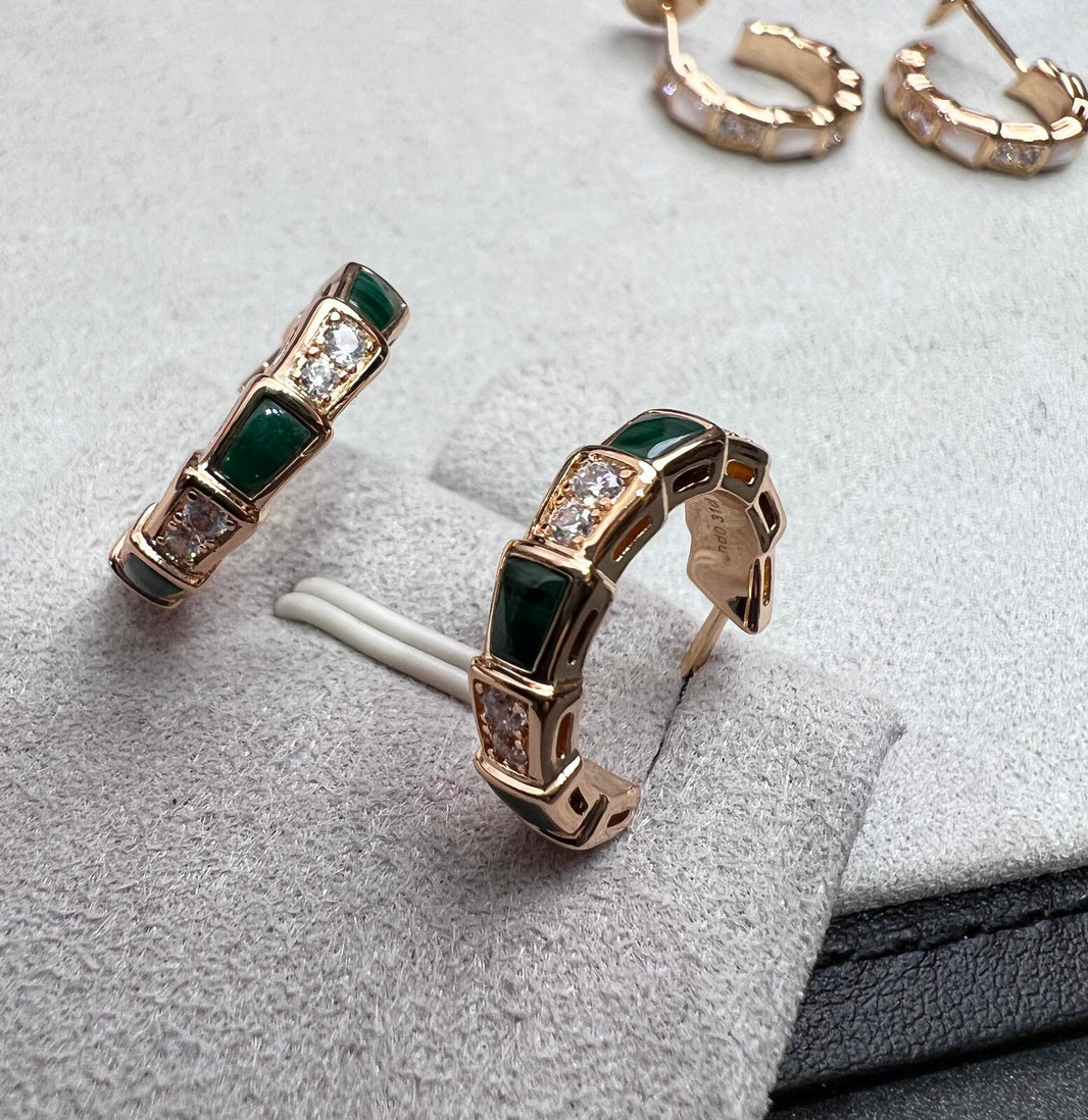 [Amore Jewelry]SERPENTI MALACHITE PINK GOLD EARRINGS
