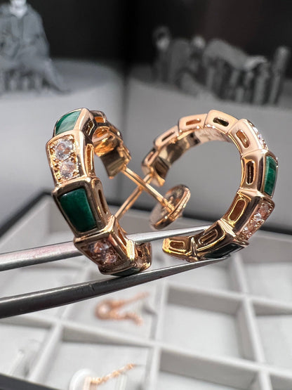 [Amore Jewelry]SERPENTI MALACHITE PINK GOLD EARRINGS