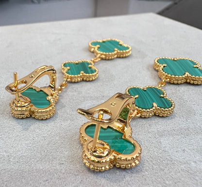 [Amore Jewelry]CLOVER MALACHITE 3 MOTIFS GOLD