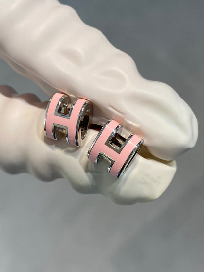 [Amore Jewelry]MINI POP H SILVER EARRINGS PINK