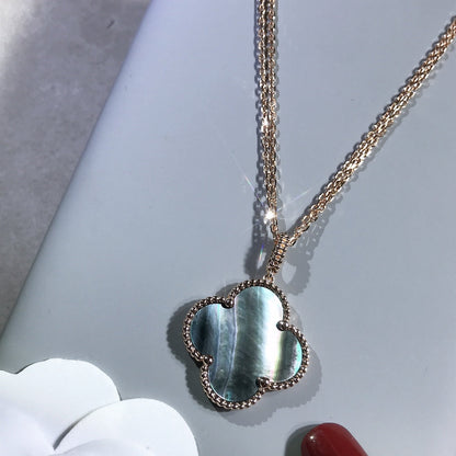 [Amore Jewelry]CLOVER 25MM GOLD DARK MOP BIG CLOVER NECKLACE