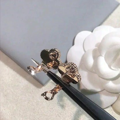 [Amore Jewelry]CLOVER MEDIUM 1 MOTIFS  PINK MOP DIAMOND EARRINGS