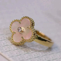 [Amore Jewelry]CLOVER PINK MOP RING GOLD DIAMOND