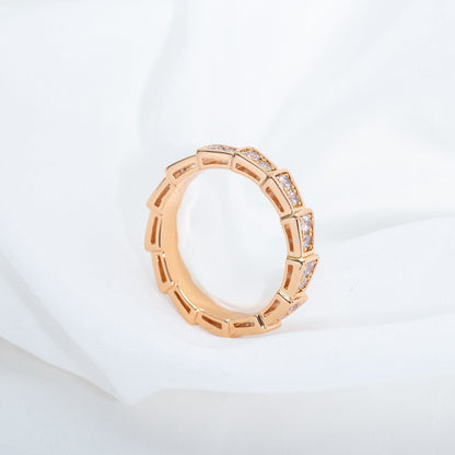 [Amore Jewelry]SERPENTI RING PINK GOLD DIAMOND PAVED 3MM