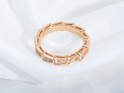 [Amore Jewelry]SERPENTI RING PINK GOLD DIAMOND PAVED 3MM