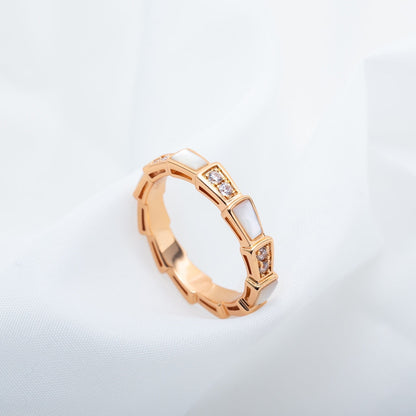 [Amore Jewelry]SERPENTI RING PINK GOLD DIAMOND MOP 3MM