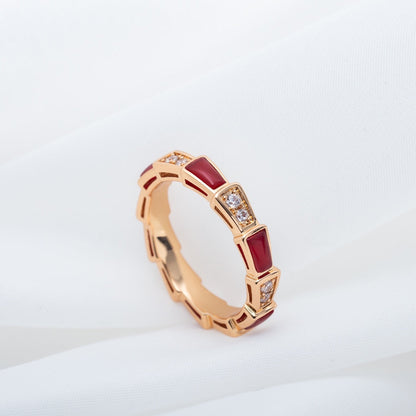 [Amore Jewelry]SERPENTI RING PINK GOLD CARNELIAN DIAMOND 3MM