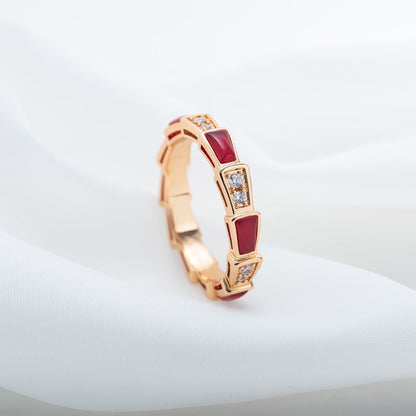 [Amore Jewelry]SERPENTI RING PINK GOLD CARNELIAN DIAMOND 3MM