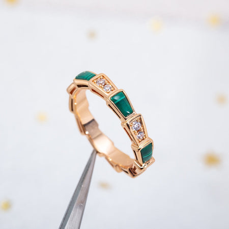 [Amore Jewelry]SERPENTI RING PINK GOLD MALACHITE DIAMOND 3MM