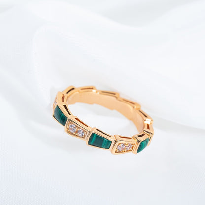 [Amore Jewelry]SERPENTI RING PINK GOLD MALACHITE DIAMOND 3MM