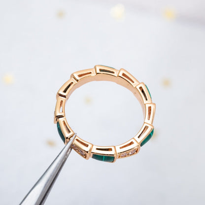 [Amore Jewelry]SERPENTI RING PINK GOLD MALACHITE DIAMOND 3MM