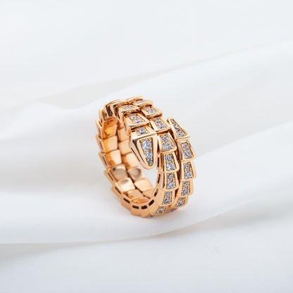 [Amore Jewelry]SERPENTI RING PINK GOLD DIAMOND DOUBLE ROW