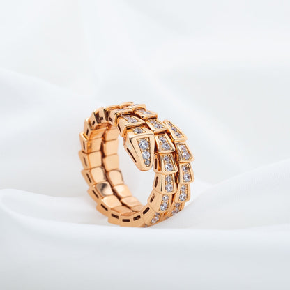 [Amore Jewelry]SERPENTI RING PINK GOLD DIAMOND DOUBLE ROW