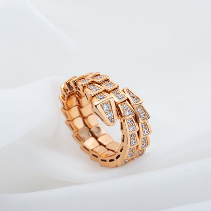 [Amore Jewelry]SERPENTI RING PINK GOLD DIAMOND DOUBLE ROW