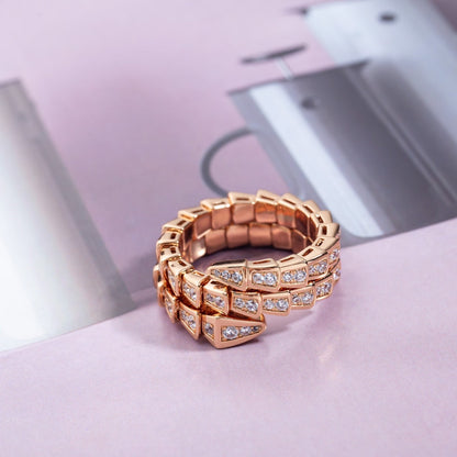 [Amore Jewelry]SERPENTI RING PINK GOLD DIAMOND DOUBLE ROW