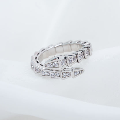 [Amore Jewelry]SERPENTI RING SILVER DIAMOND PAVED 4MM