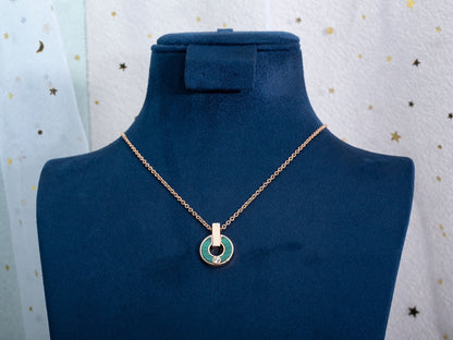 [Amore Jewelry]GARI NECKLACE PINK GOLD MALACHITE