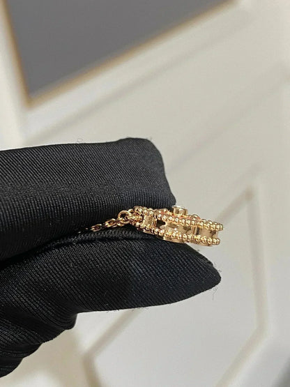 [Amore Jewelry]CLOVER 15MM DIAMOND RHODONITE NECKLACE