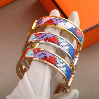 [Amore Jewelry]H BRACELET DOTTED BORDER 12MM