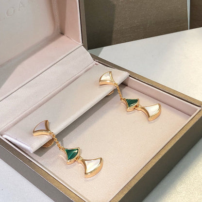 [Amore Jewelry]DREAM EARRINGS 3 MOTIFS MALACHITE MOP PINK GOLD