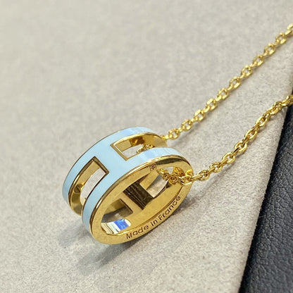 [Amore Jewelry]POP H LIGHT BLUE NECKLACE