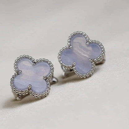 [Amore Jewelry]CLOVER MEDIUM 1 MOTIFS  WHITE MOP EARRINGS SILVER
