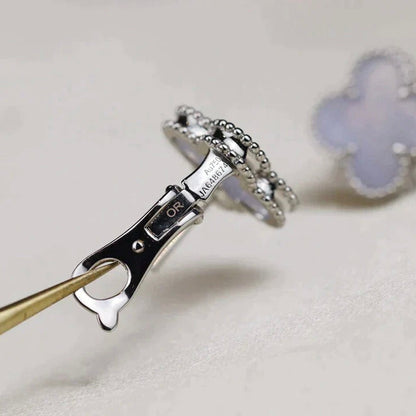 [Amore Jewelry]CLOVER MEDIUM 1 MOTIFS  WHITE MOP EARRINGS SILVER