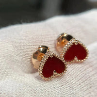 [Amore Jewelry]HEART CARNELIAN STUD EARRINGS
