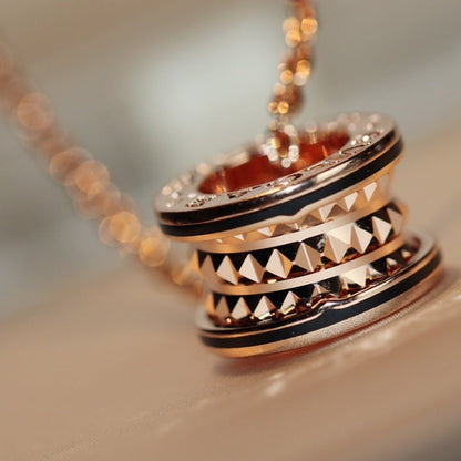 [Amore Jewelry]ZERO 1 ROCK PEDANT PINK GOLD BLACK NECKLACE