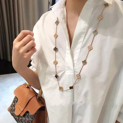 [Amore Jewelry]CLOVER 20 MOTIFS DARK MOP DIAMOND  NECKLACE