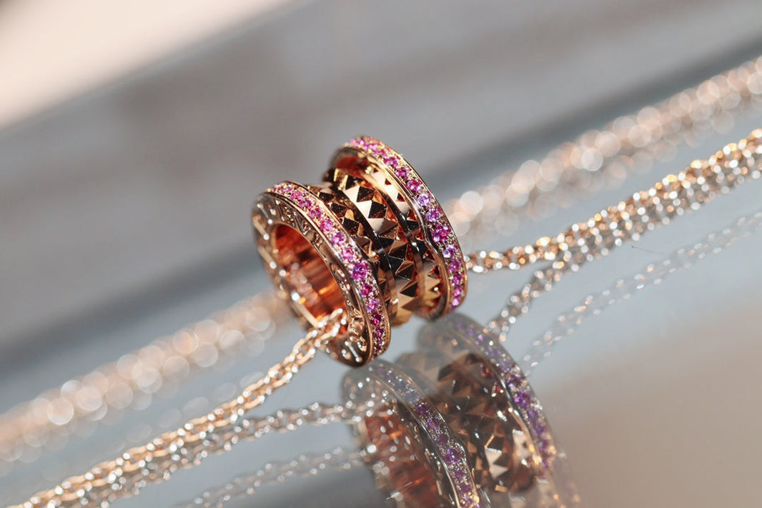 [Amore Jewelry]ZERO 1 ROCK PINK GOLD PINK DIAMOND NECKLACE