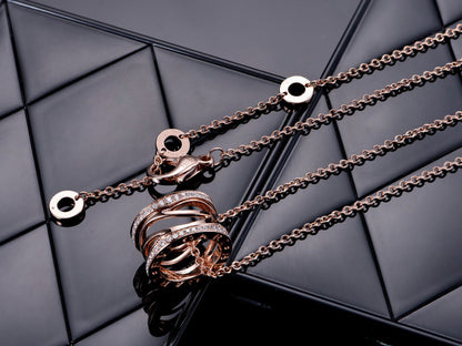 [Amore Jewelry]ZERO 1 PINK GOLD DIAMOND OPEN NECKLACE