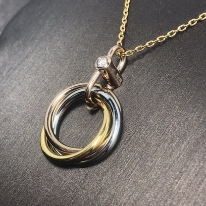 [Amore Jewelry]TRINITY SILVER GOLD PINK GOLD NECKLACE