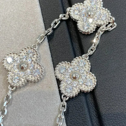 [Amore Jewelry]CLOVER 5 MOTIFS  DIAMOND BRACELET SILVER