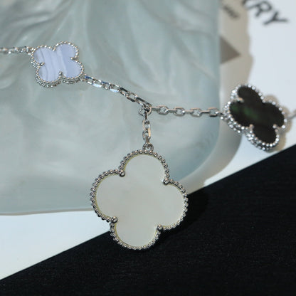 [Amore Jewelry]CLOVER BRACELET 5 MOTIFS MOP CHALCEDONY SILVER
