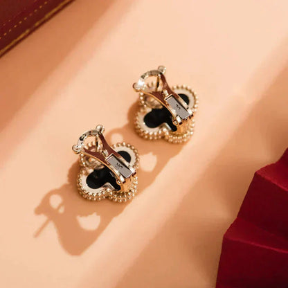 [Amore Jewelry]CLOVER MEDIUM 1 MOTIFS  ONYX STUD EARRINGS