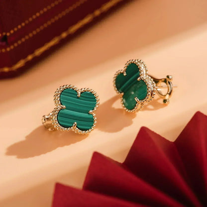 [Amore Jewelry]CLOVER MEDIUM 1 MOTIFS MALACHITE  EARRINGS