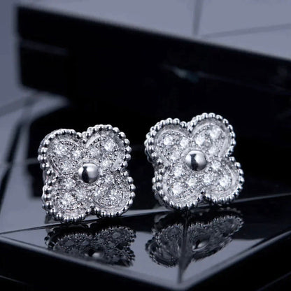 [Amore Jewelry]CLOVER 1 MOTIFS DIAMOND STUD EARRINGS SILVER