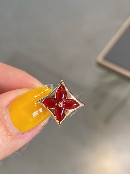 [Amore Jewelry]STAR AND SUN PINK GOLD CARNELIAN STUD EARRINGS